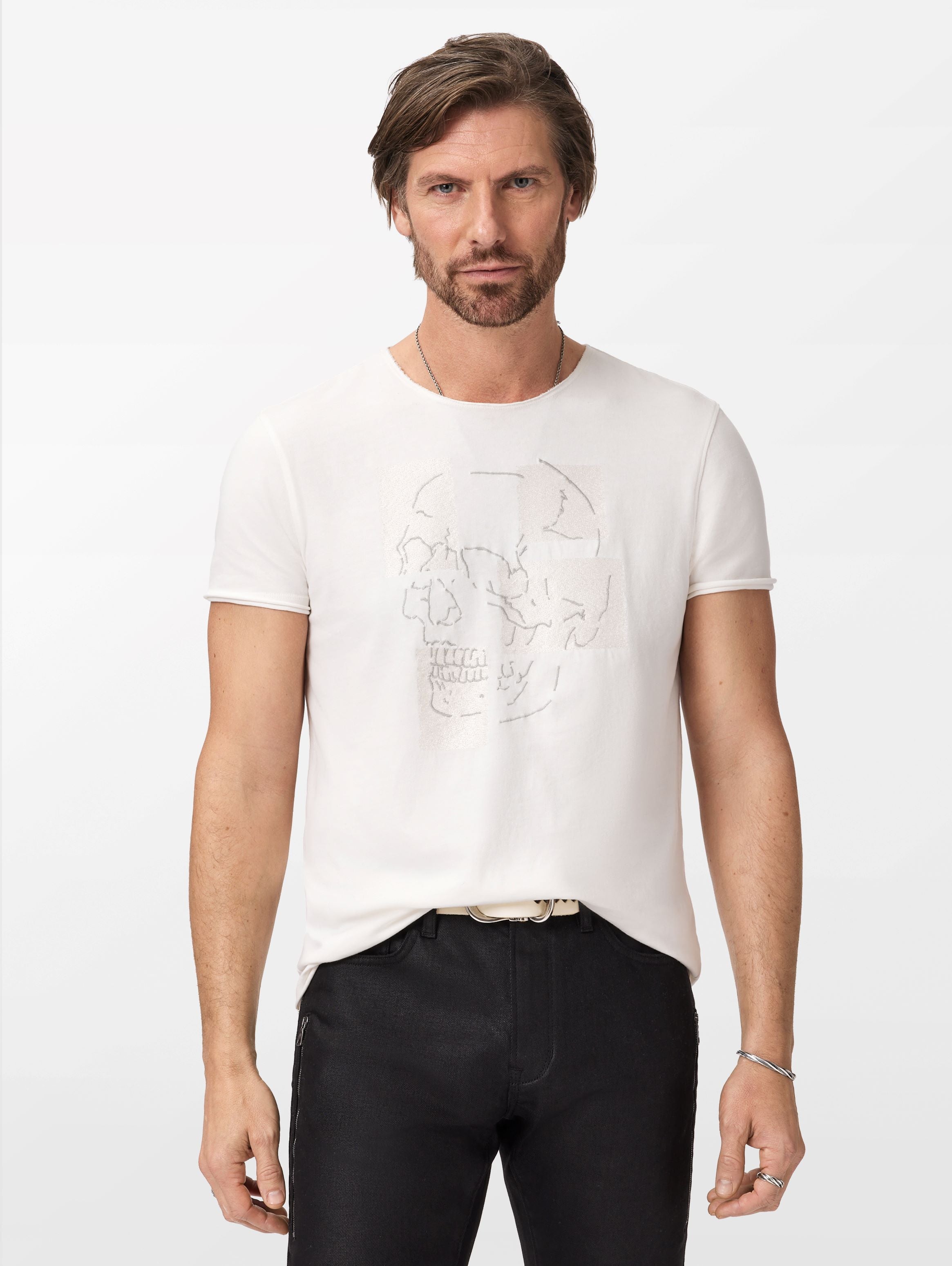 SS RAW EDGE TEE - SKULL TILES