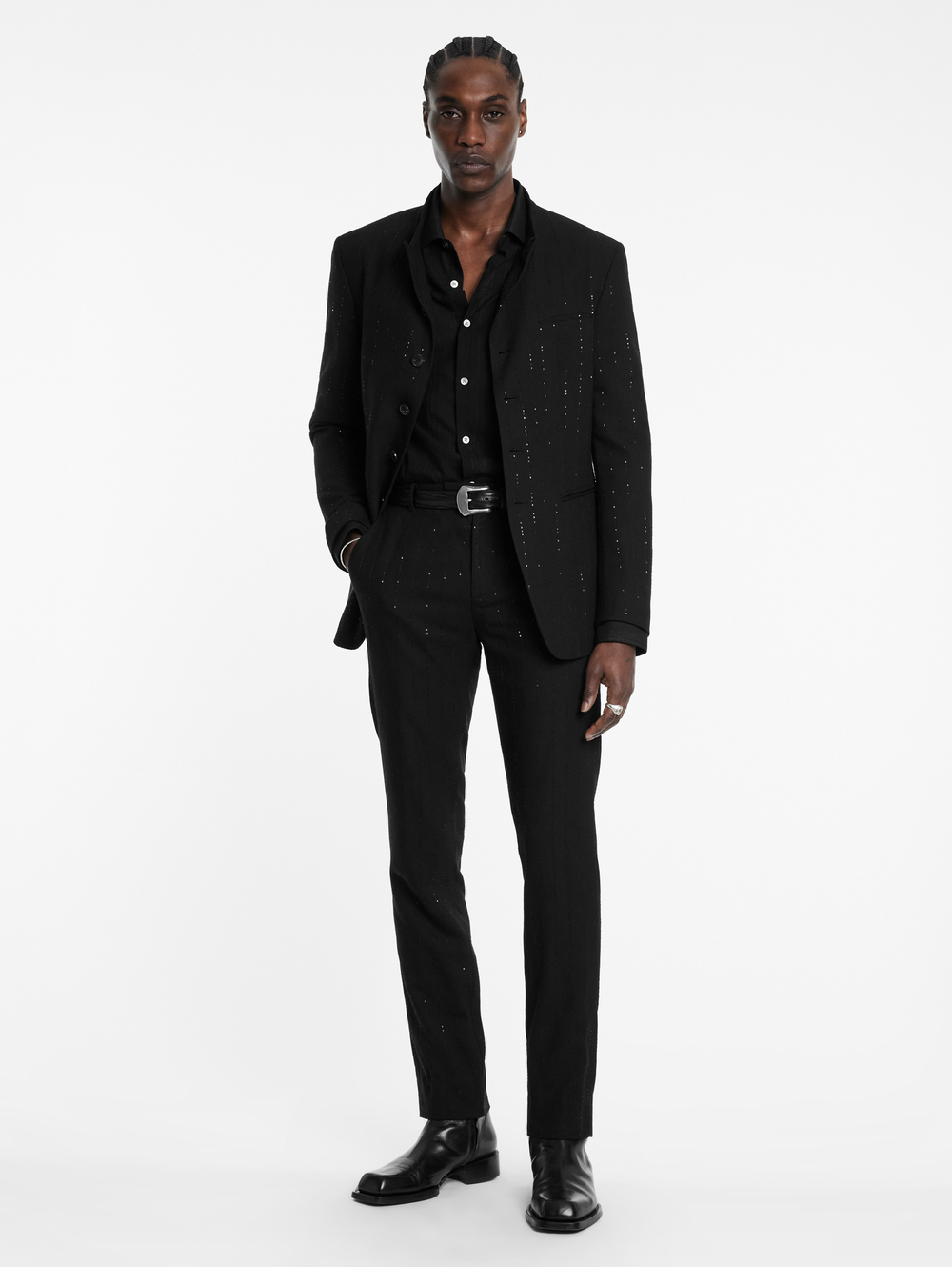 SLIM FIT SINGLE BREASTED CUT-AWAY JACKET WITH MULT