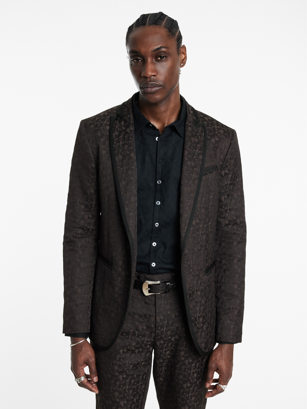 SLIM FIR BTN FRONT CLOSURE JACKET WITH SATIN TAPES