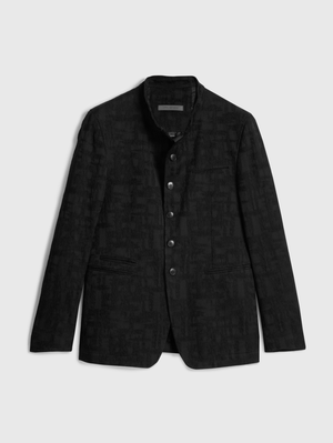 VARICK SLIM FIT CUT-AWAY JACKET WITH PEAK NAPEL AND SLIT CHEST PKT, DOUBLE BESOM HIP PKTS