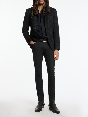 VARICK SLIM FIT CUT-AWAY JACKET WITH PEAK NAPEL AND SLIT CHEST PKT, DOUBLE BESOM HIP PKTS