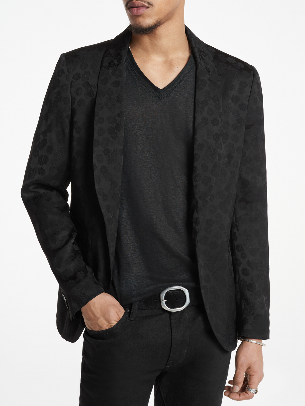 CRESCENT SLIM FIT SHAWL LAPEL JACKET WITH DOUBLE BESOM POCKETS