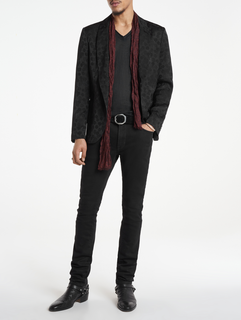 CRESCENT SLIM FIT SHAWL LAPEL JACKET WITH DOUBLE BESOM POCKETS