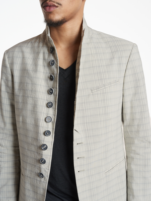 WOOWDWARD SLIM FIT WIRE INSERTED CONVERTIBLE PEAK LAPEL JACKET WITH MULTI BUTTONS