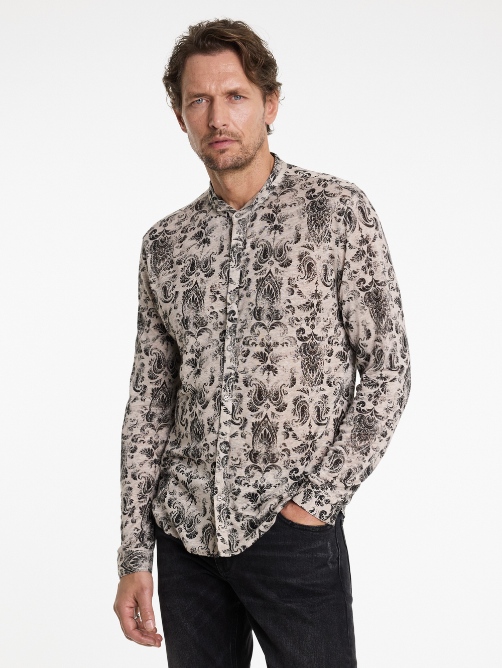 PADRIA REGULAR FIT LS WINGTIP COLLAR SHIRT WITH PA