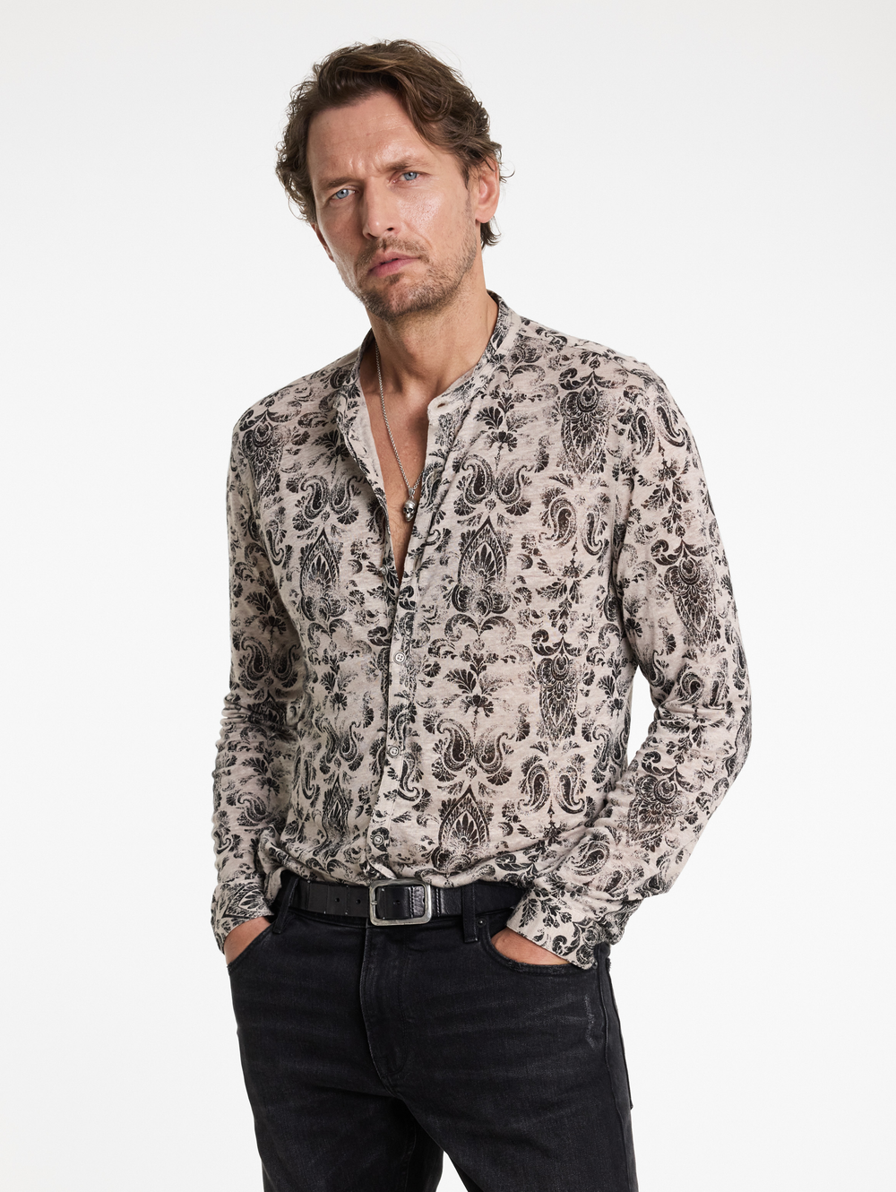 PADRIA REGULAR FIT LS WINGTIP COLLAR SHIRT WITH PA