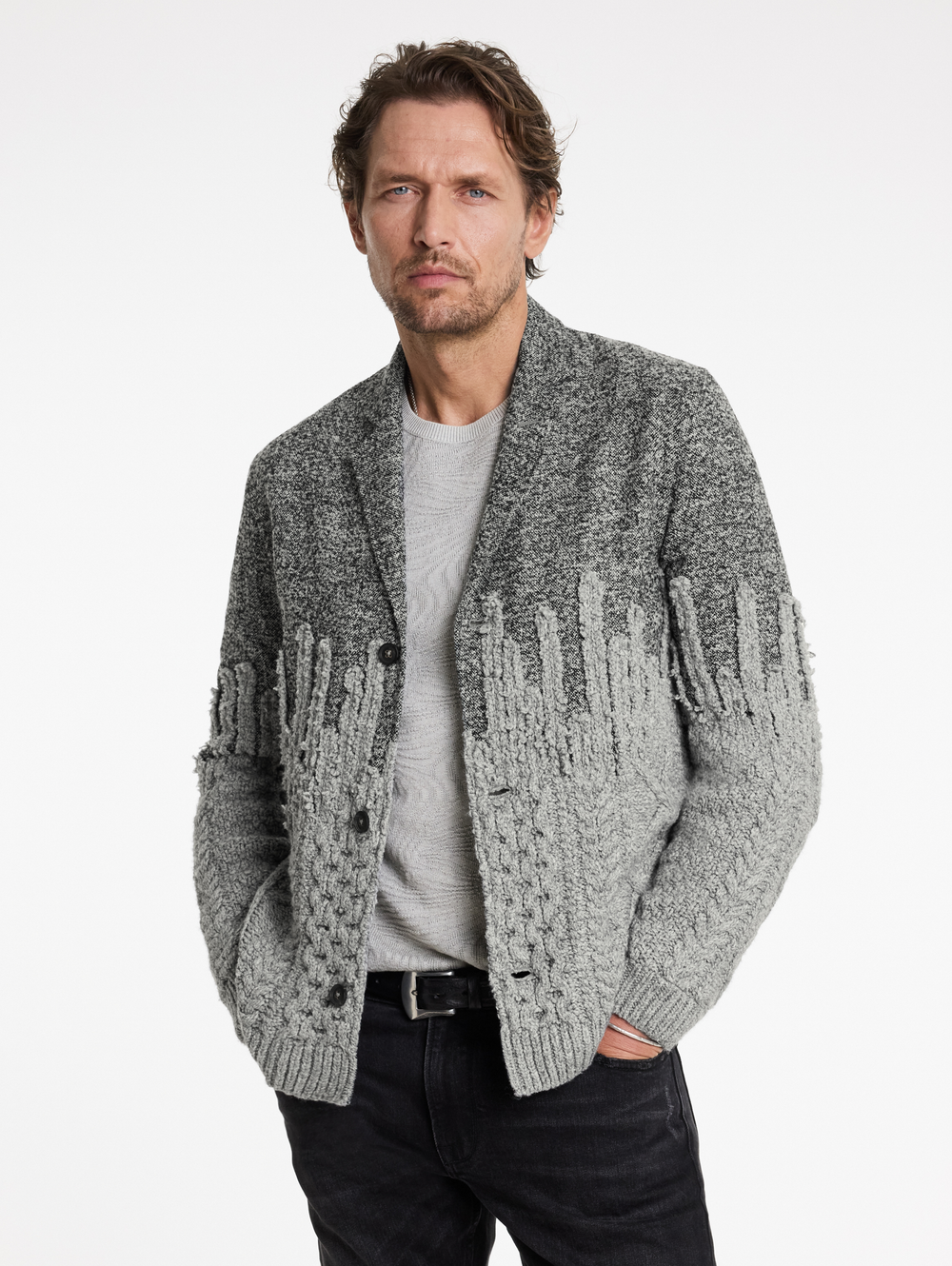 ALESSIO REGULAR FIT TAILORED BLAZER W CABLE KNIT