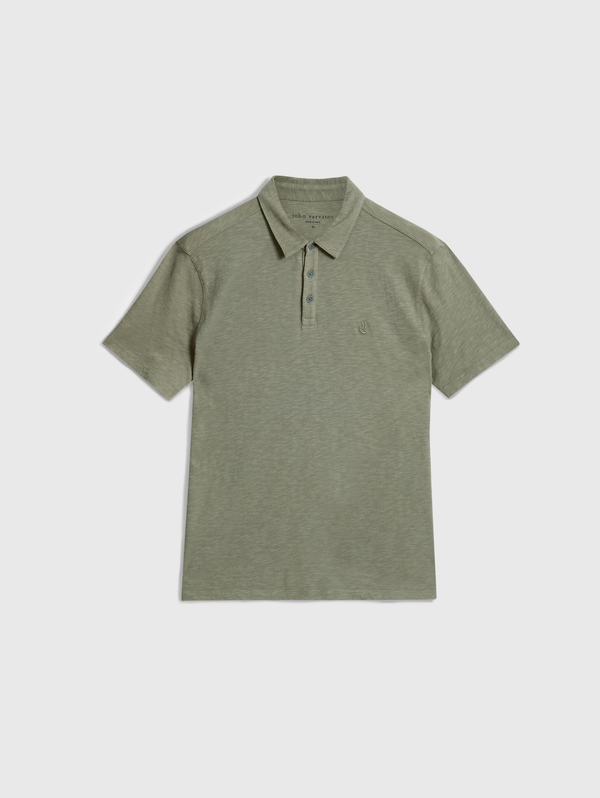 VICTOR SS SLUB CTN POLO W PEACE SIGN EMB