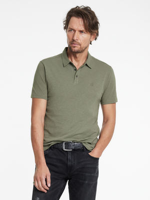 VICTOR SS SLUB CTN POLO W PEACE SIGN EMB