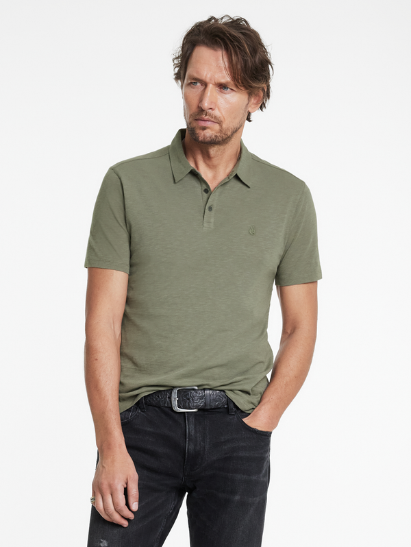 VICTOR SS SLUB CTN POLO W PEACE SIGN EMB