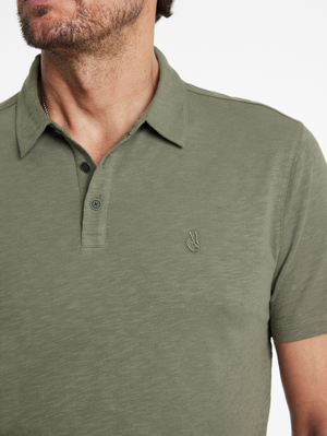 VICTOR SS SLUB CTN POLO W PEACE SIGN EMB