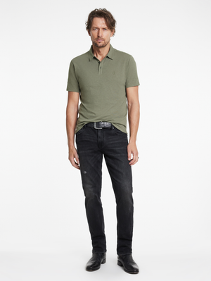 VICTOR SS SLUB CTN POLO W PEACE SIGN EMB