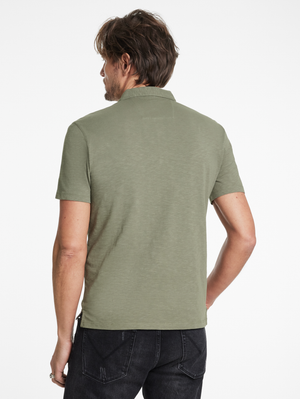 VICTOR SS SLUB CTN POLO W PEACE SIGN EMB