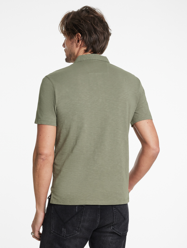 VICTOR SS SLUB CTN POLO W PEACE SIGN EMB
