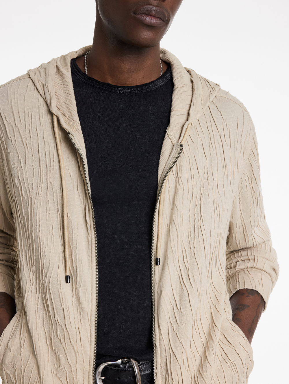 IHSAN FULL ZIP HOOD WITH TEXTURE