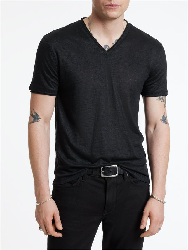 WOOSTER SLIM FIT LINEN V-NECK