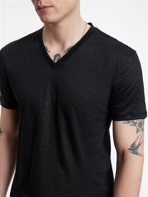WOOSTER SLIM FIT LINEN V-NECK