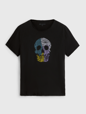 SS RAW EDGE TEE VINTAGE WASH - PATTERN SKULL