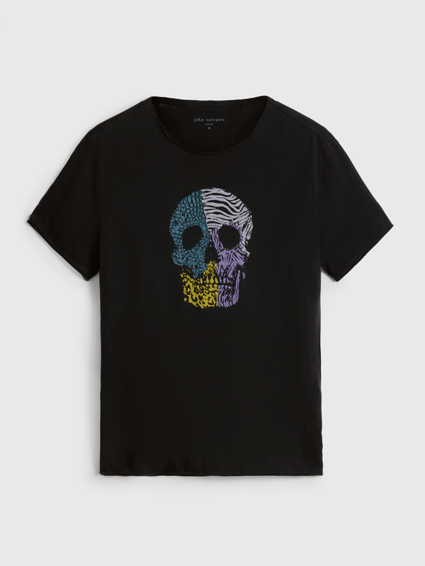 SS RAW EDGE TEE VINTAGE WASH - PATTERN SKULL