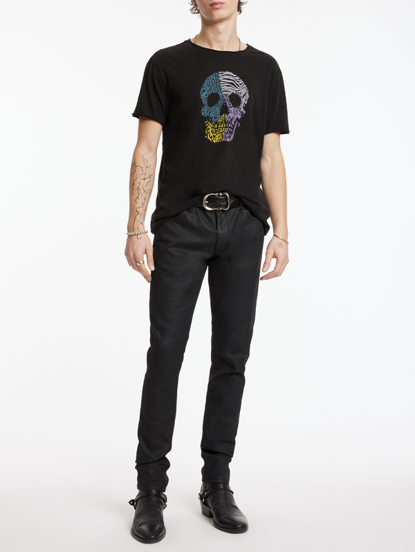 SS RAW EDGE TEE VINTAGE WASH - PATTERN SKULL