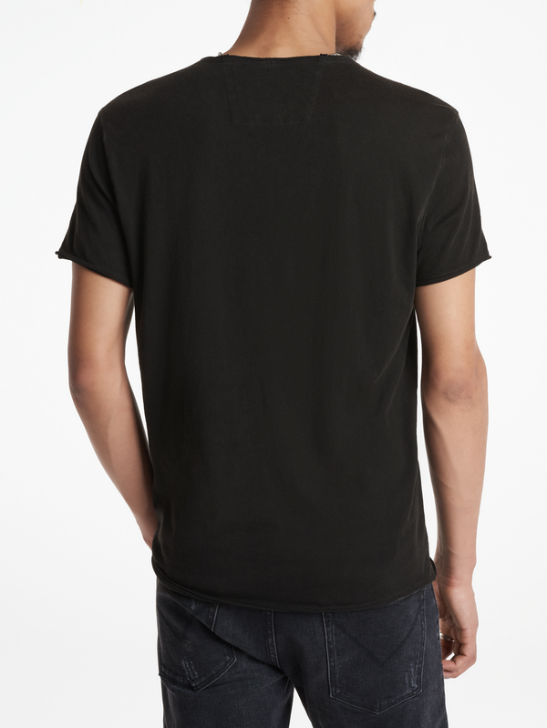 SS RAW EDGE TEE VINTAGE WASH -SKULL TOP HAT