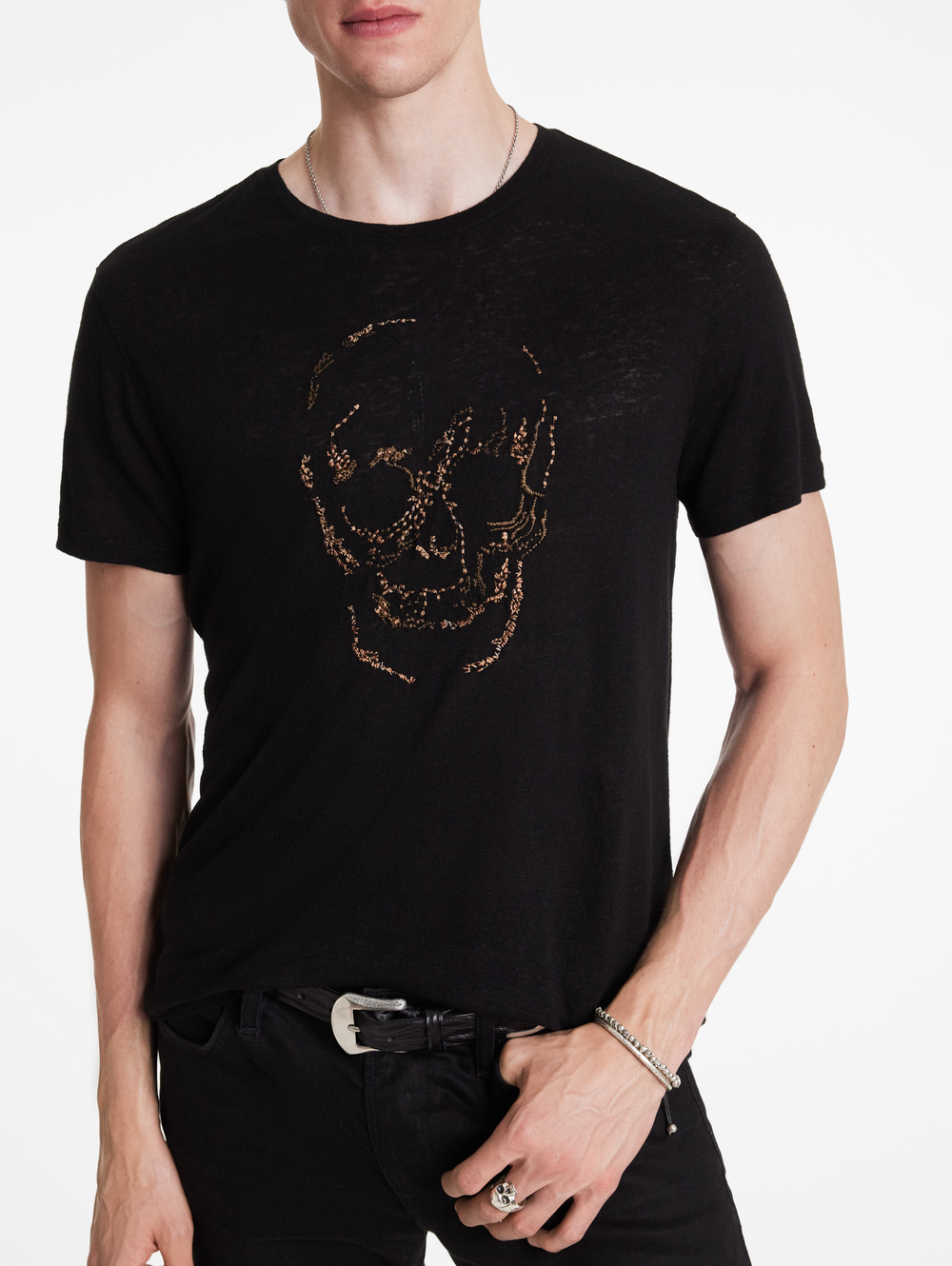 SS CREW TEE - EMBELLISHED SKULL