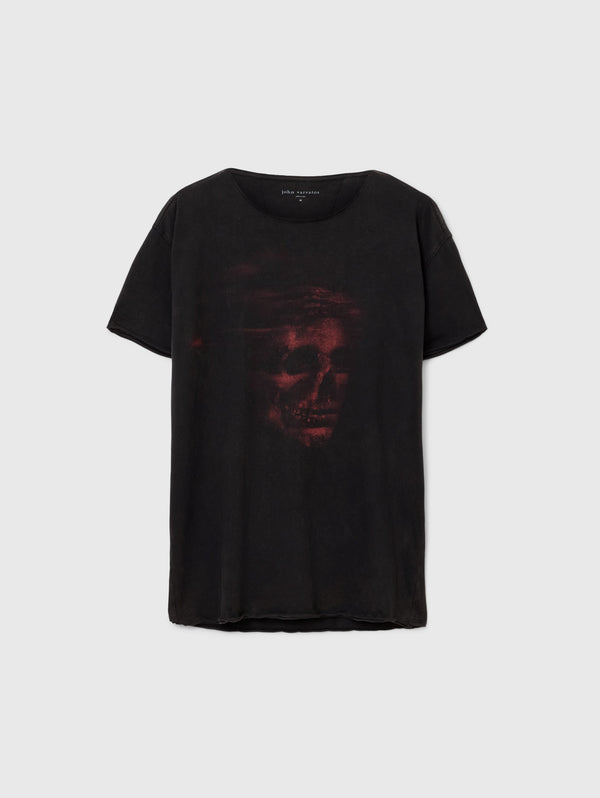 SS RAW EDGE RELAXED FIT TEE - SKULL SCULPTURE
