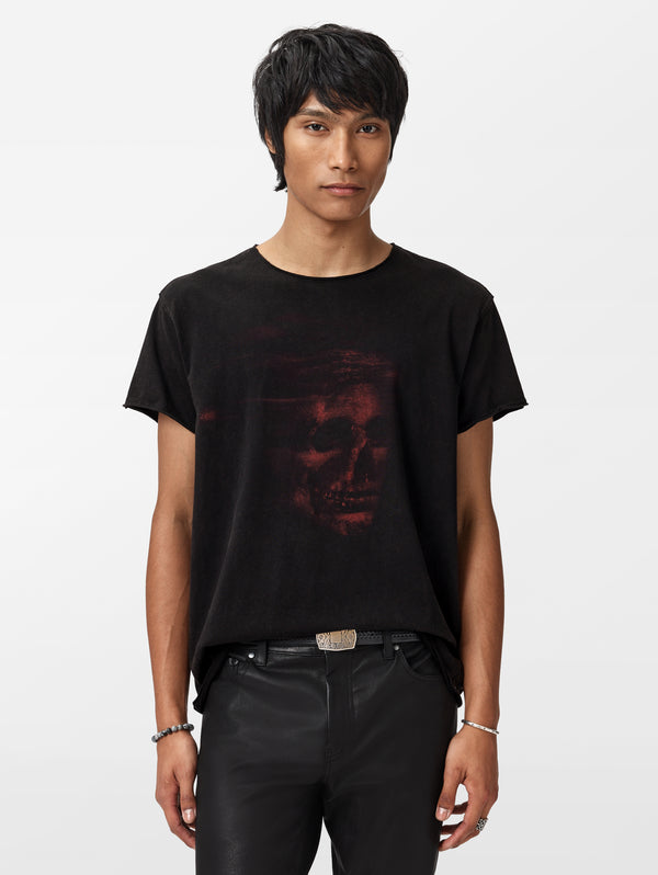 SS RAW EDGE RELAXED FIT TEE - SKULL SCULPTURE