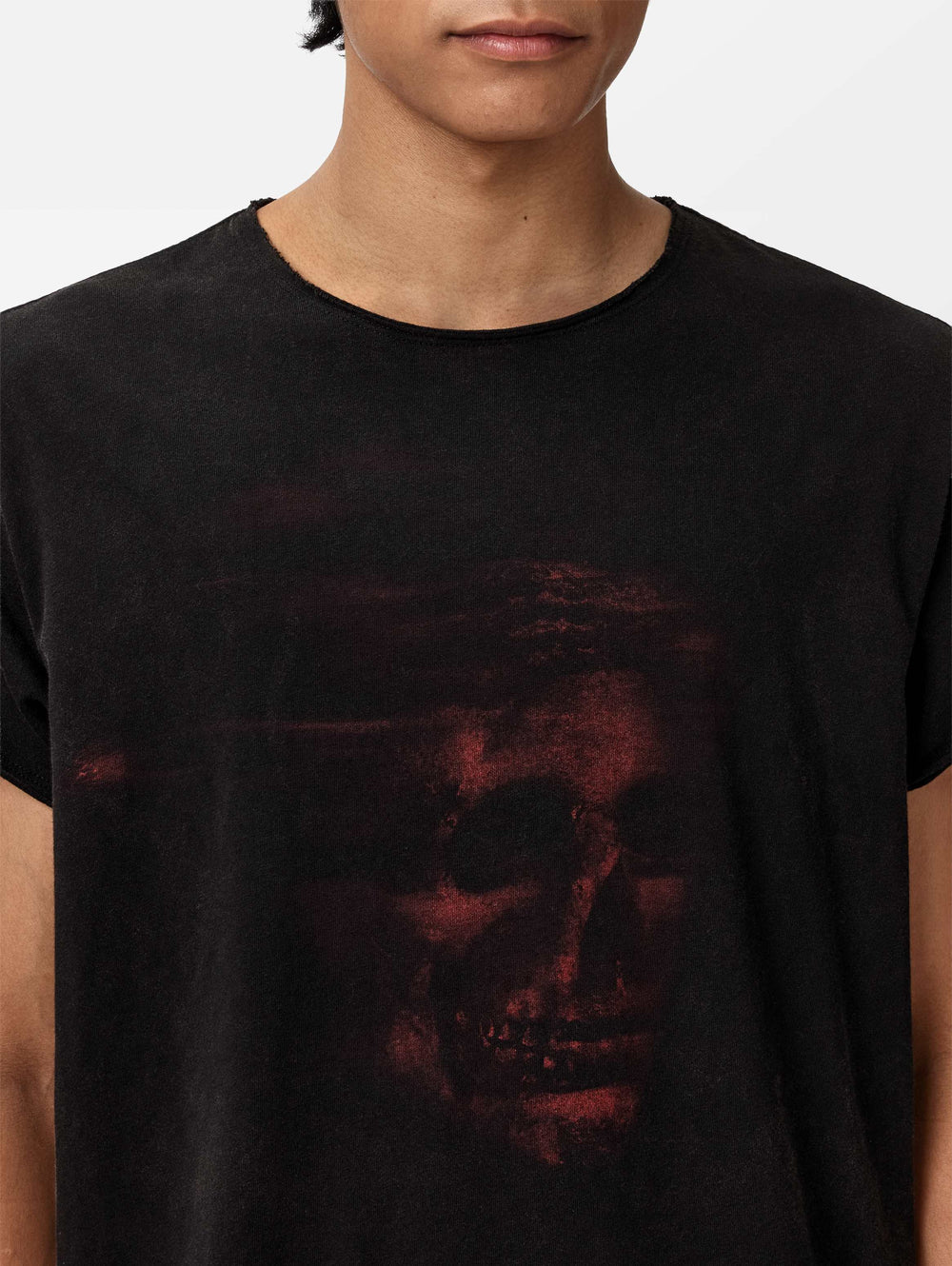 SS RAW EDGE RELAXED FIT TEE - SKULL SCULPTURE