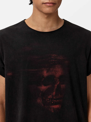SS RAW EDGE RELAXED FIT TEE - SKULL SCULPTURE