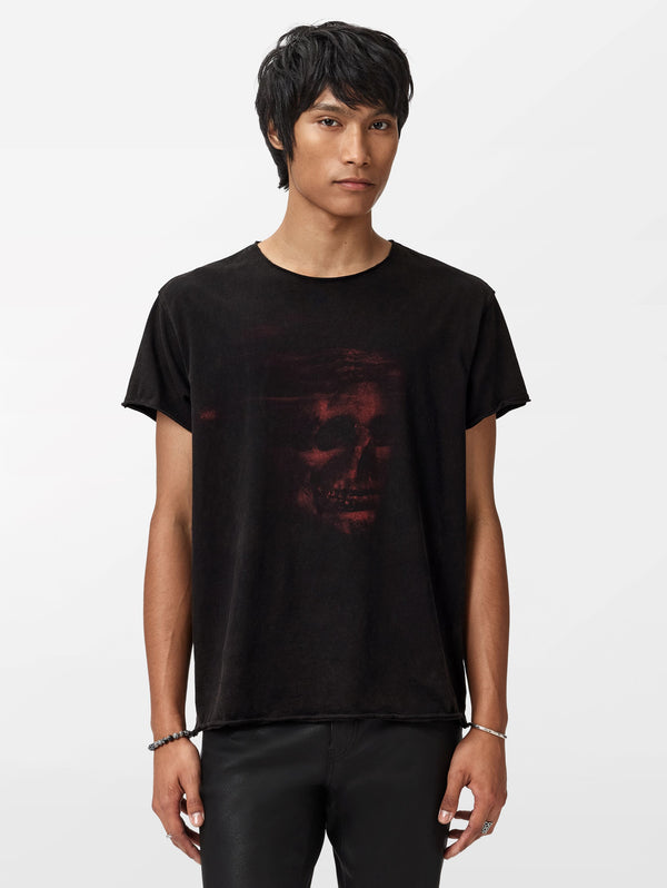 SS RAW EDGE RELAXED FIT TEE - SKULL SCULPTURE