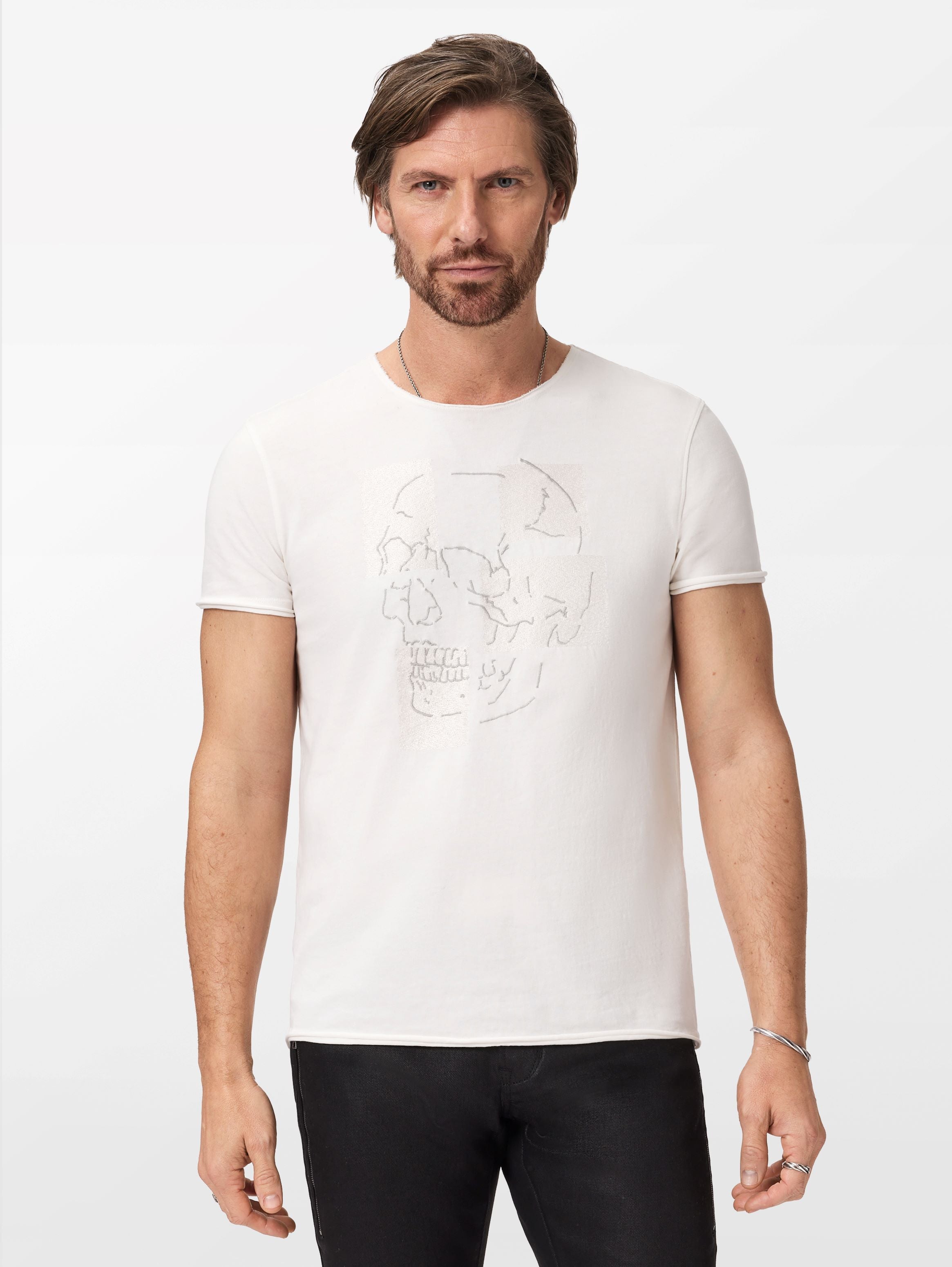 SS RAW EDGE TEE - SKULL TILES