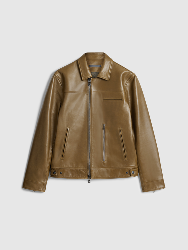 ZIP CLOSURE SLIM FIT MOTOJACKET, MULTI ZIP PKTS & ZIP SLEEVE VENTS