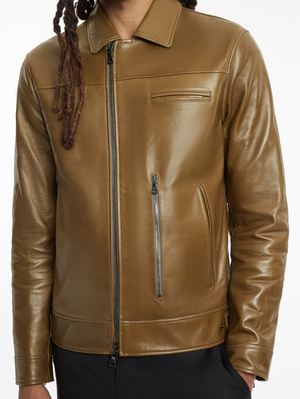 ZIP CLOSURE SLIM FIT MOTOJACKET, MULTI ZIP PKTS & ZIP SLEEVE VENTS