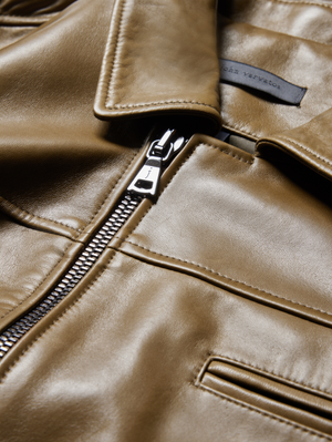 ZIP CLOSURE SLIM FIT MOTOJACKET, MULTI ZIP PKTS & ZIP SLEEVE VENTS
