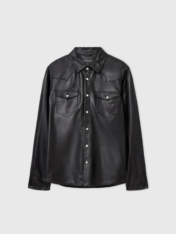 SAGE LEATHER SHIRT JACKET