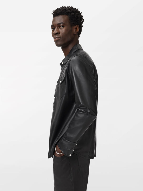 SAGE LEATHER SHIRT JACKET