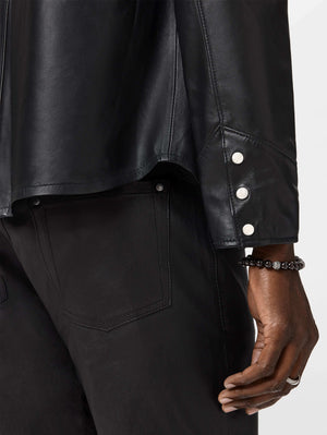 SAGE LEATHER SHIRT JACKET
