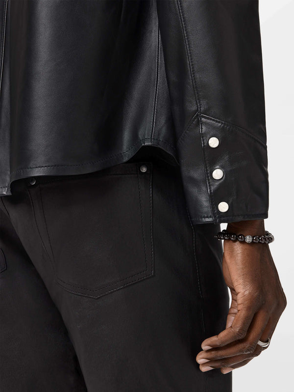 SAGE LEATHER SHIRT JACKET