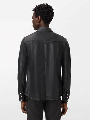 SAGE LEATHER SHIRT JACKET