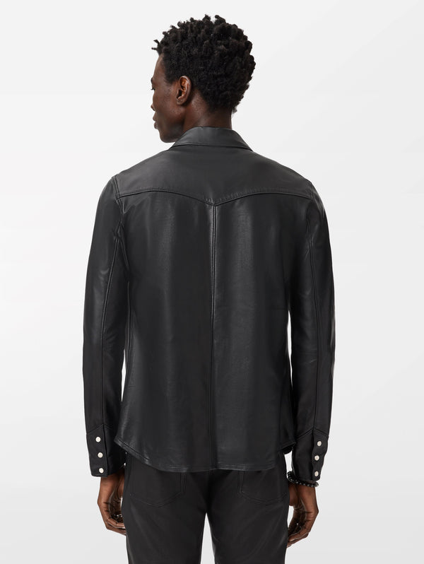 SAGE LEATHER SHIRT JACKET