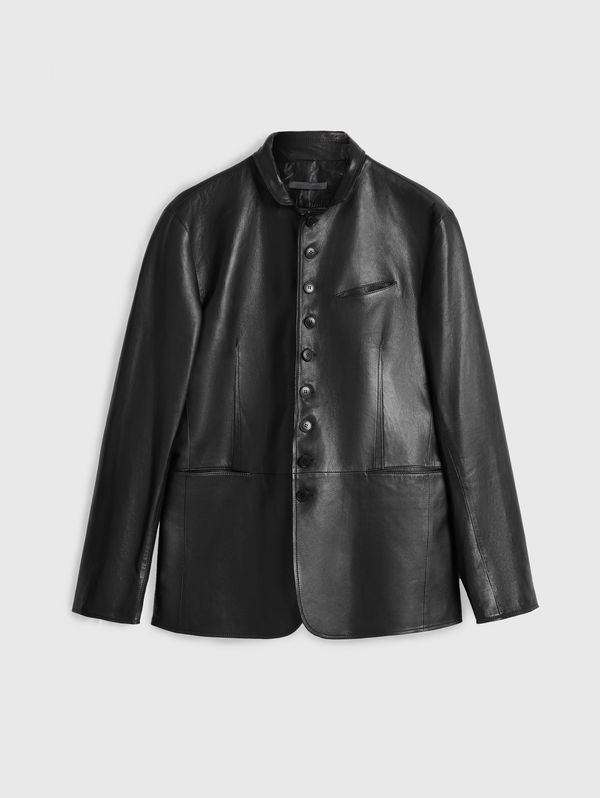 WOODWARD MULTI BUTTON CLOSURE NOTCH LAPEL JACKET WITH WIRE INSERTED COLLAR