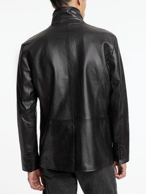 WOODWARD MULTI BUTTON CLOSURE NOTCH LAPEL JACKET WITH WIRE INSERTED COLLAR