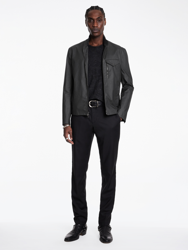 KNOX JACKET RACER JACKET WITH FLAP/ZIP CHEST PKT, WELT HIP PKT