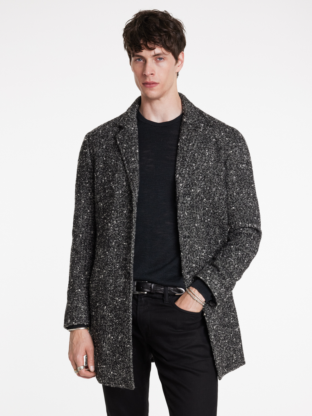 TEMPLETON TOP COAT IN NEP HERRINGBONE