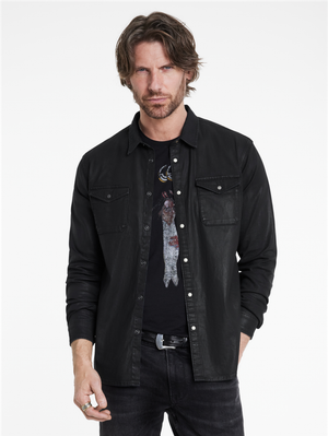 MARSHALL WESTERN SHIRT IN COATED DENIM