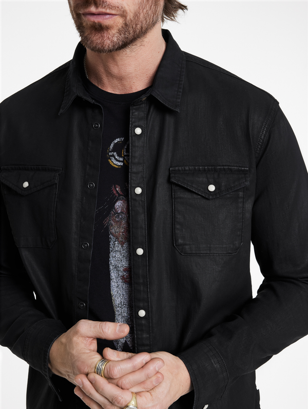 MARSHALL WESTERN SHIRT IN COATED DENIM