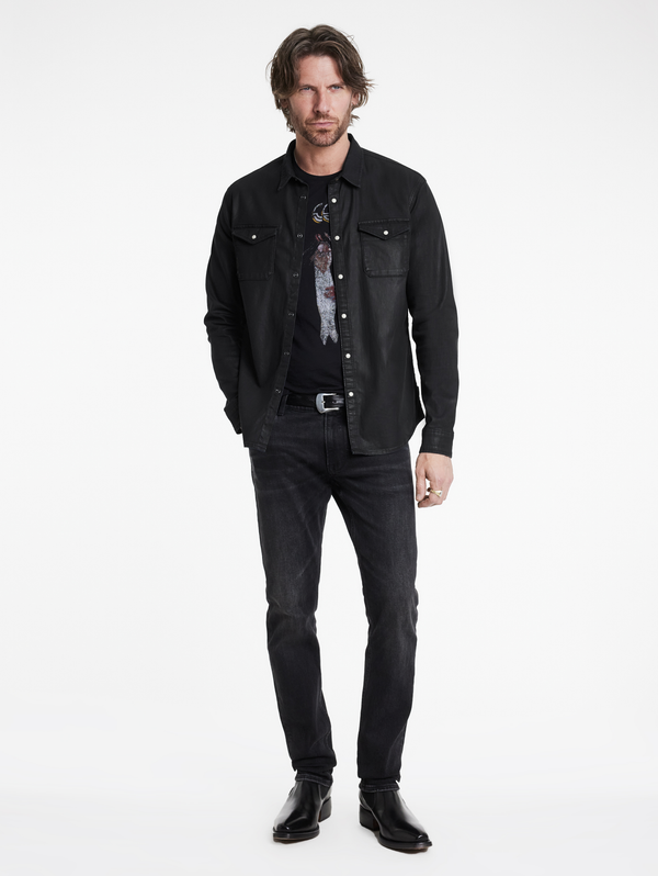 MARSHALL WESTERN SHIRT IN COATED DENIM
