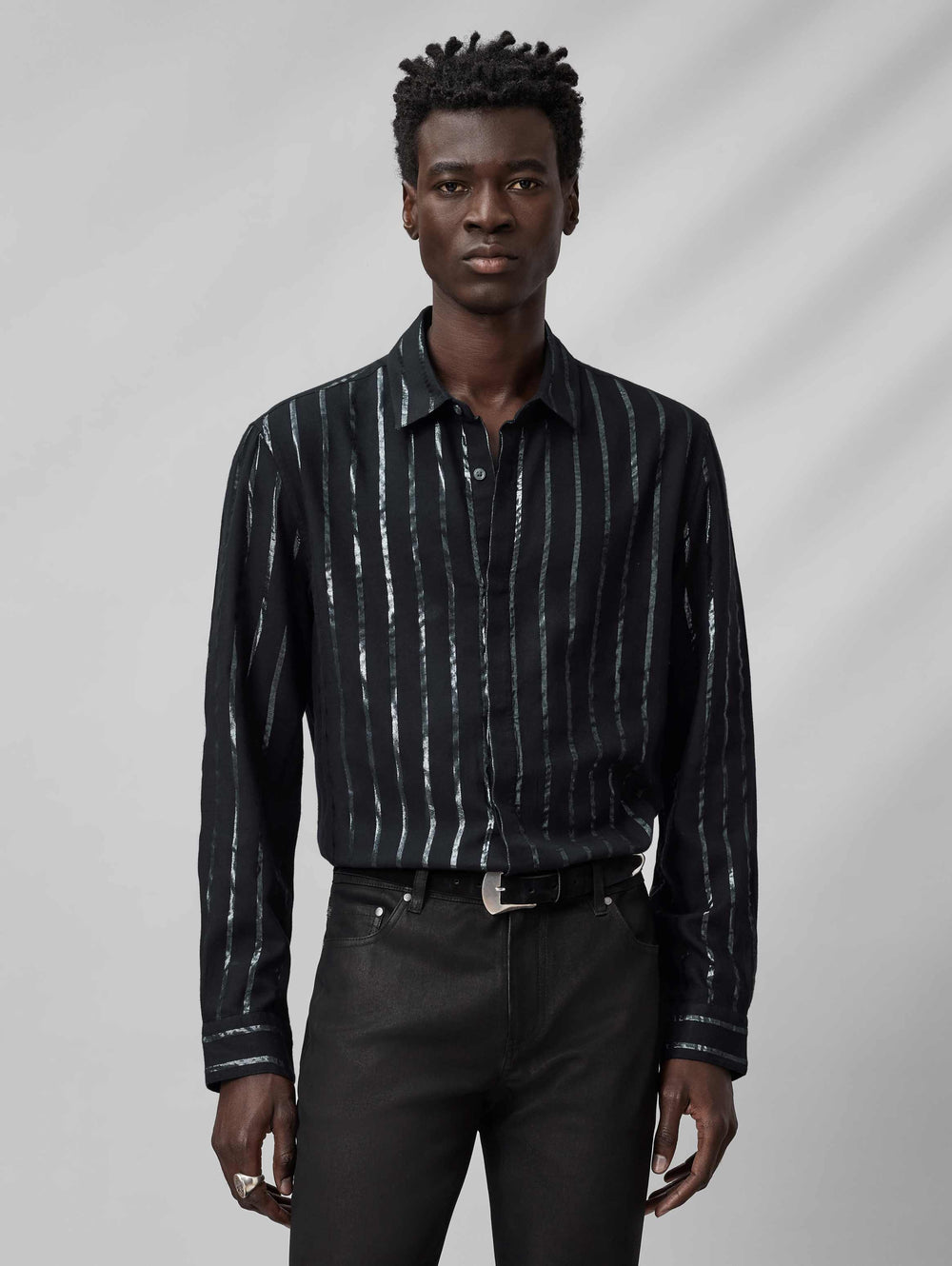 RODNEY LS SHIRT - METALLIC STRIPE