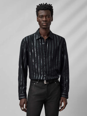 RODNEY LS SHIRT - METALLIC STRIPE